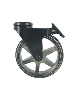 RUEDA DE DISEÑO DE ALUMINIO NEGRO PULIDO CON UN FRENO Y UN DIÁMETRO DE 125 MM CARGA 70 KG - BLACKSTYL 125OAF