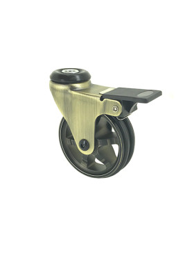 Rotante DISEÑO RETRO CON FRENOS EN ALUMINIO DORADO DIÁMETRO 75 MM CARGA 45KG - GOLDSTYL75OAF