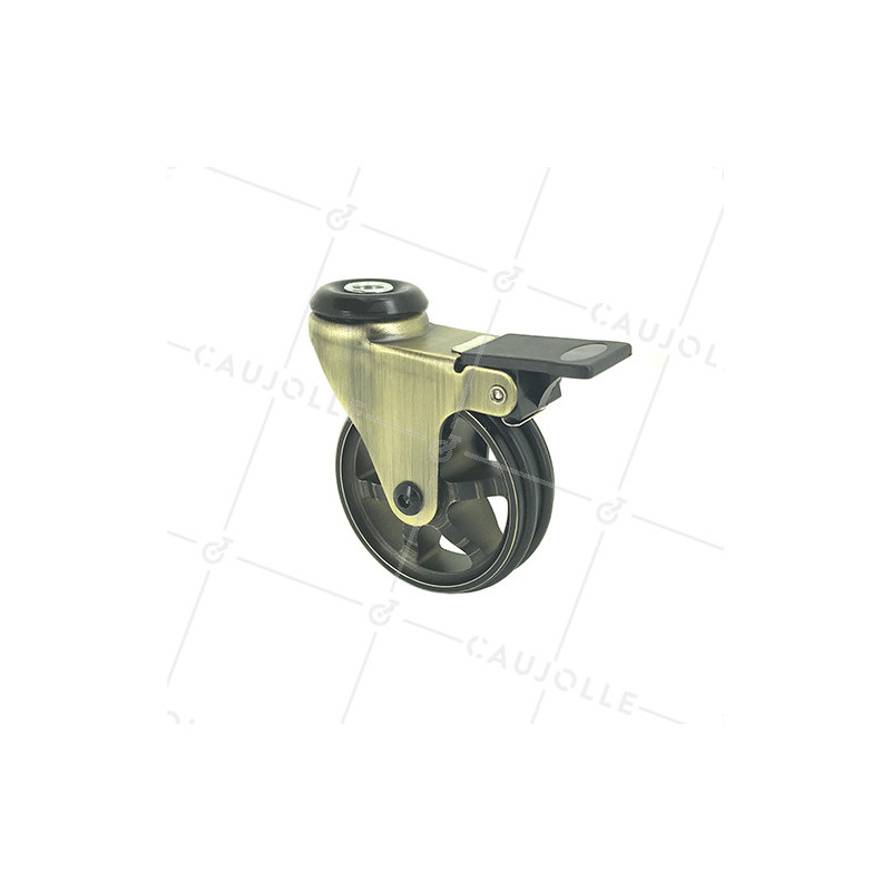 Rotante DISEÑO RETRO CON FRENOS EN ALUMINIO DORADO DIÁMETRO 75 MM CARGA 45KG - GOLDSTYL75OAF