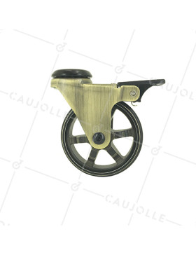 Rotante DISEÑO RETRO CON FRENOS EN ALUMINIO DORADO DIÁMETRO 75 MM CARGA 45KG - GOLDSTYL75OAF