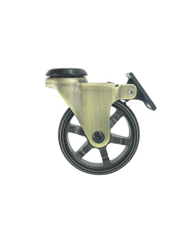 Rotante DISEÑO RETRO CON FRENOS EN ALUMINIO DORADO DIÁMETRO 75 MM CARGA 45KG - GOLDSTYL75OAF