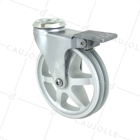 RUEDA DE DISEÑO DE ALUMINIO GRIS CON UN DIÁMETRO DE 125 MM CARGA 70 KG - ALUSTYL125OAF • Caujolle