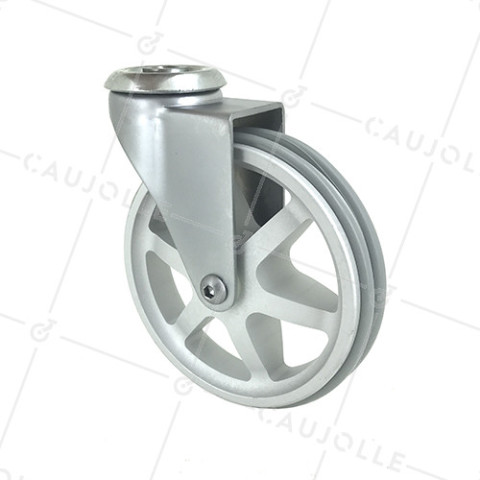 RUEDA DE DISEÑO DE ALUMINIO GRIS CON UN DIÁMETRO DE 125 MM CARGA 70 KG - ALUSTYL125O • Caujolle