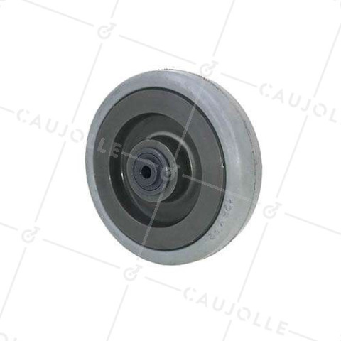 RUEDA DE MANIPULACIÓN SILENCIOSA DE CAUCHO, DIÁMETRO 125 MM, CARGA 90 KG, EJE 8 MM  • Caujolle