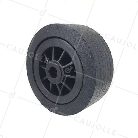 RUEDA ANCHA DE CAUCHO CON LLANTA DE PLÁSTICO, DIÁMETRO DE 200 MM, CARGA DE 400 KG, EJE DE 25 MM - S2750P200R25 • Caujolle