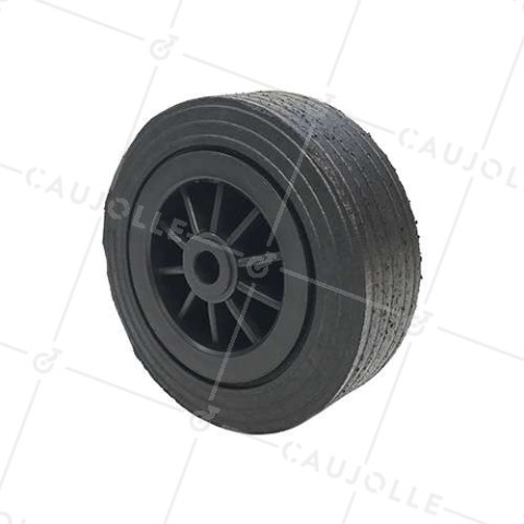 RUEDA ANCHA DE CAUCHO CON LLANTA DE PLÁSTICO, DIÁMETRO DE 250 MM, CARGA DE 400 KG, EJE DE 25 MM - S2750P250R25 • Caujolle