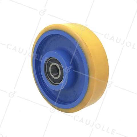 RUEDA INDUSTRIAL DE HIERRO FUNDIDO Y POLIURETANO, DIÁMETRO DE 150 MM, CARGA DE 700 KG, EJE DE 20 MM, ANCHO DE 50 MM - SFPU150/40 • Caujolle