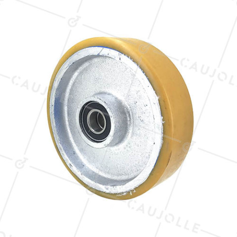 ROUE INDUSTRIELLE DE MANUTENTION EN FONTE ET POLYURÉTHANE CHARGE 2500 KG DIAMÈTRE 400 MM - SFPU100 • Caujolle