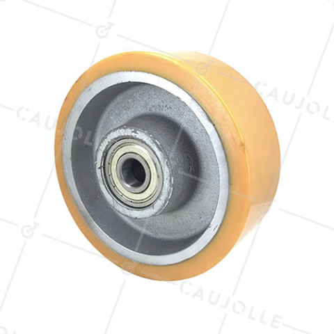 RUEDA INDUSTRIAL DE HIERRO FUNDIDO Y POLIURETANO, DIÁMETRO DE 200 MM, CARGA DE 1400 KG, EJE DE 30 MM - SFPU200 • Caujolle