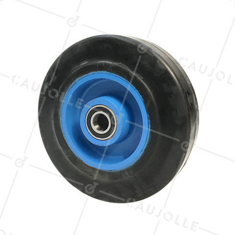 RUEDA DE HIERRO FUNDIDO CON BANDAJE FLEXIBLE, DIÁMETRO DE 300 MM, CARGA DE 800 KG, EJE DE 30 MM - S2750F300 • Caujolle