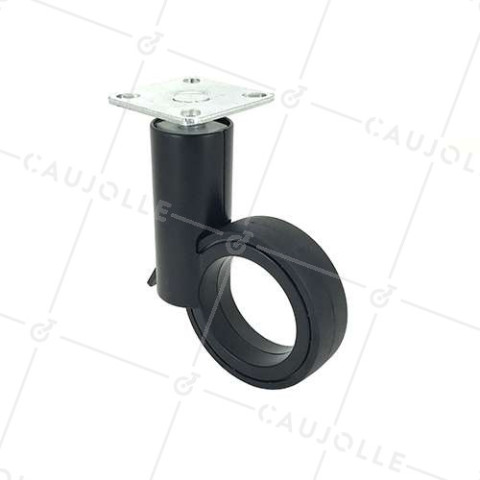 RUEDA FUTURISTA NEGRA CON PLATO CON UN DIÁMETRO DE 65 MM CARGA 30 KG - GRAVITY65PN • Caujolle