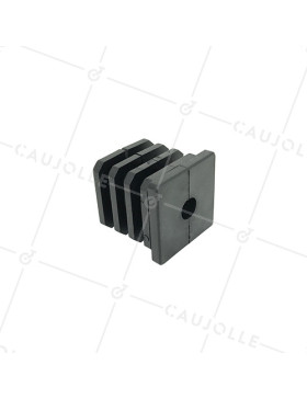 CONECTOR DE FIJACIÓN PARA TUBO CUADRADO DE 40 MM EXTERIOR 36 MM INTERIOR PARA RUEDA CON AGUJERO DE 10 MM • Caujolle