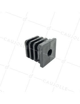CONECTOR DE FIJACIÓN PARA TUBO CUADRADO DE 40 MM EXTERIOR 36 MM INTERIOR PARA RUEDA CON AGUJERO DE 12 MM • Caujolle