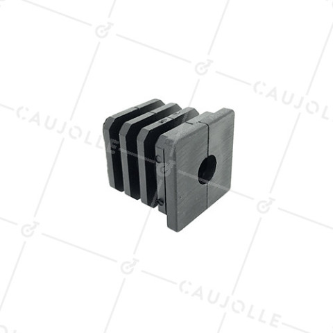 CONECTOR DE FIJACIÓN PARA TUBO CUADRADO DE 40 MM EXTERIOR 36 MM INTERIOR PARA RUEDA CON AGUJERO DE 12 MM • Caujolle
