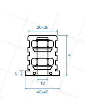 EMBOUT DE FIXATION POUR ROULETTE À OEIL DE 8MM ET TUBE CARRÉ DE 20MM ÉPAISSEUR 1,5MM