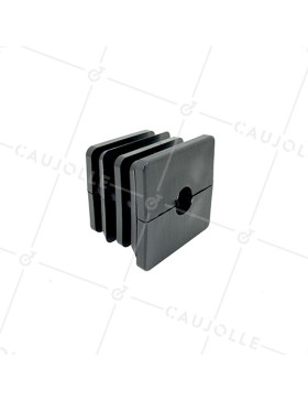 CONECTOR DE FIJACIÓN PARA TUBO CUADRADO DE 50 MM EXTERIOR 46 MM INTERIOR PARA RUEDA CON AGUJERO DE 12 MM • Caujolle