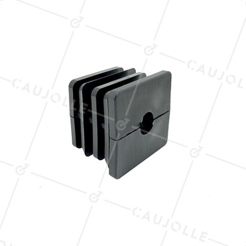 CONECTOR DE FIJACIÓN PARA TUBO CUADRADO DE 50 MM EXTERIOR 46 MM INTERIOR PARA RUEDA CON AGUJERO DE 12 MM • Caujolle