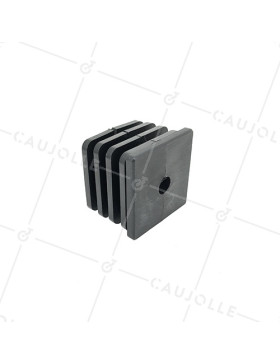 CONECTOR DE FIJACIÓN PARA TUBO CUADRADO DE 50 MM EXTERIOR 47 MM INTERIOR PARA RUEDA CON AGUJERO DE 10 MM • Caujolle