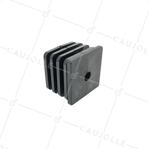 CONECTOR DE FIJACIÓN PARA TUBO CUADRADO DE 50 MM EXTERIOR 47 MM INTERIOR PARA RUEDA CON AGUJERO DE 10 MM • Caujolle