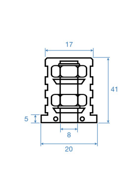 EMBOUT DE FIXATION POUR ROULETTE À OEIL DE 8MM ET TUBE CARRÉ DE 20MM ÉPAISSEUR 1,5MM