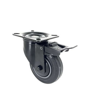 Rotante NEGRA DE MANUTENCIÓN PIVOTANTE CON FRENO DE CAUCHO DIÁMETRO 100 MM CARGA 100 KG - S2C 100N AF