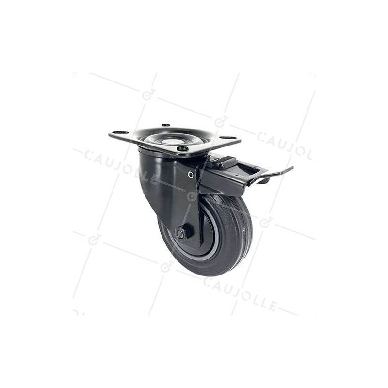 Rotante NEGRA DE MANUTENCIÓN PIVOTANTE CON FRENO DE CAUCHO DIÁMETRO 100 MM CARGA 100 KG - S2C 100N AF