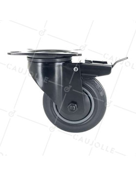 Rotante NEGRA DE MANUTENCIÓN PIVOTANTE CON FRENO DE CAUCHO DIÁMETRO 100 MM CARGA 100 KG - S2C 100N AF