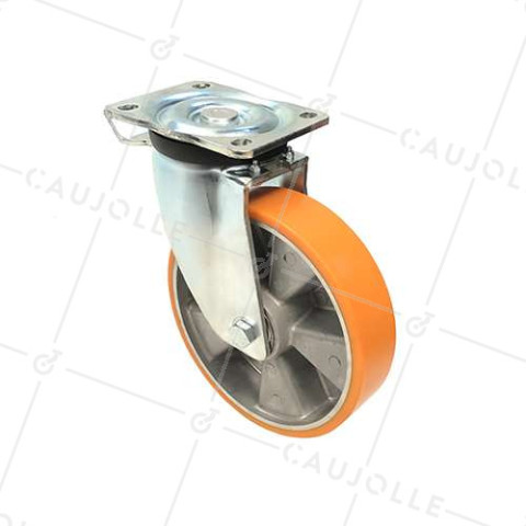 RUEDA CON FRENO DE POLIURETANO REFORZADA Y LLANTA DE ALUMINIO CON UN DIÁMETRO DE 200 MM CARGA 800 KG - S78AR 200AF • Caujolle