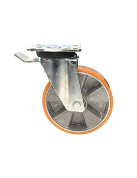 RUEDA CON FRENO DE POLIURETANO REFORZADA Y LLANTA DE ALUMINIO CON UN DIÁMETRO DE 200 MM CARGA 800 KG - S78AR 200AF 