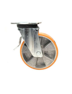 RUEDA CON FRENO DE POLIURETANO REFORZADA Y LLANTA DE ALUMINIO CON UN DIÁMETRO DE 200 MM CARGA 800 KG - S78AR 200AF 
