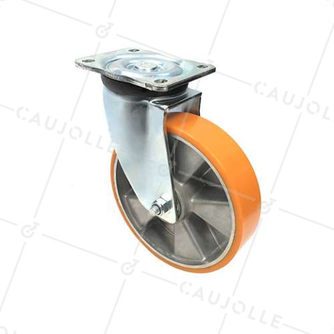RUEDA GIRATORIA DE POLIURETANO REFORZADA Y LLANTA DE ALUMINIO CON UN DIÁMETRO DE 200 MM CARGA 800 KG - S78AR 200 • Caujolle