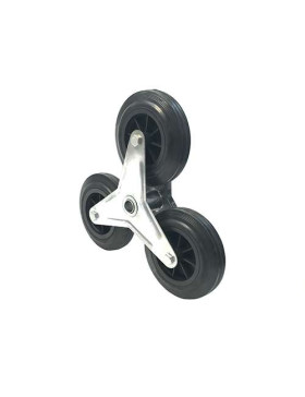 SUPPORT 3 ROUES EN CAOUTCHOUC NOIR POUR DIABLE ESCALIER AXE 20 MM