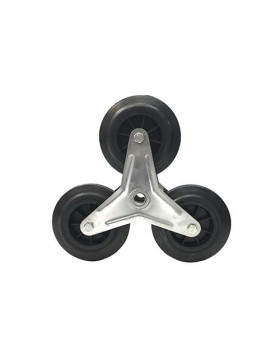 SUPPORT 3 ROUES EN CAOUTCHOUC NOIR POUR DIABLE ESCALIER AXE 20 MM