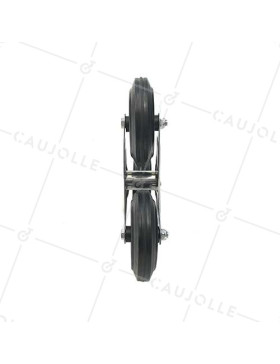 SUPPORT 3 ROUES EN CAOUTCHOUC NOIR POUR DIABLE ESCALIER AXE 20 MM