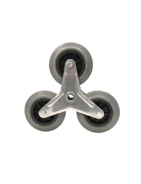 SUPPORT 3 ROUES EN CAOUTCHOUC NOIR POUR DIABLE ESCALIER AXE 20 MM