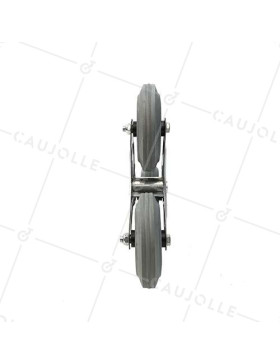 SUPPORT 3 ROUES EN CAOUTCHOUC NOIR POUR DIABLE ESCALIER AXE 20 MM