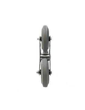 SUPPORT 3 ROUES EN CAOUTCHOUC NOIR POUR DIABLE ESCALIER AXE 20 MM