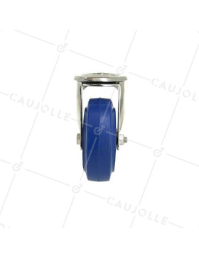 RUEDA DE ACERO INOXIDABLE DE CAUCHO ELÁSTICO CON AGUJERO PASANTE DIÁMETRO 100 MM CARGA 150 KG - INOXO100 BLEUE