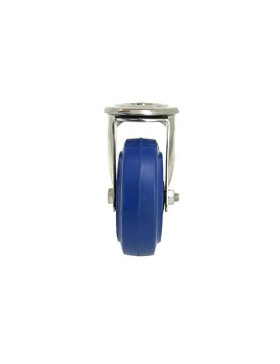 RUEDA DE ACERO INOXIDABLE DE CAUCHO ELÁSTICO CON AGUJERO PASANTE DIÁMETRO 100 MM CARGA 150 KG - INOXO100 BLEUE