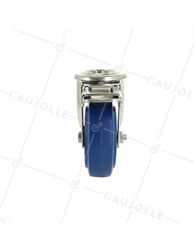 RUEDA CON AGUJERO PASANTE Y FRENO DE ACERO INOXIDABLE Y CAUCHO ELÁSTICO DIÁMETRO 100 MM CARGA 150 KG - INOXO100 BLEUE AF