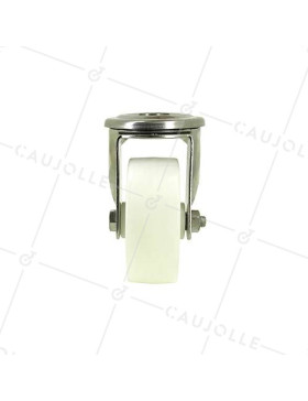 RUEDA CON AGUJERO PASANTE DE ACERO INOXIDABLE Y NYLON DE 80 MM DE DIÁMETRO, 150 KG DE CARGA - INOX O 80 