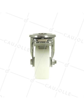 RUEDA CON AGUJERO PASANTE Y FRENO DE ACERO INOXIDABLE Y NYLON DE 80 MM DE DIÁMETRO, 150 KG DE CARGA - INOX O 80AF