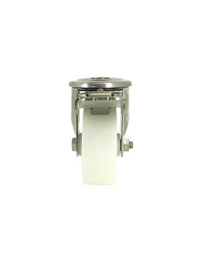 RUEDA CON AGUJERO PASANTE Y FRENO DE ACERO INOXIDABLE Y NYLON DE 80 MM DE DIÁMETRO, 150 KG DE CARGA - INOX O 80AF