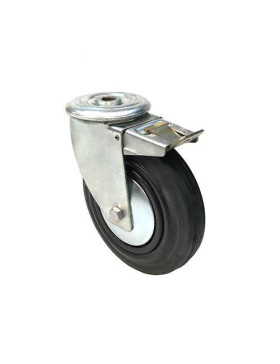 RUEDA CON AGUJERO PASANTE Y FRENO DE CAUCHO DIAMETRO 200 MM CARGA 200 KG - S74OC 200AF

