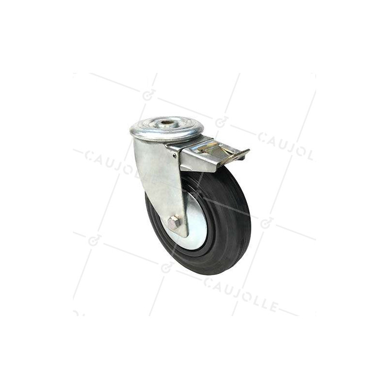 RUEDA CON AGUJERO PASANTE Y FRENO DE CAUCHO DIAMETRO 200 MM CARGA 200 KG - S74OC 200AF

