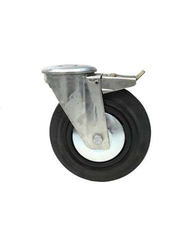 RUEDA CON AGUJERO PASANTE Y FRENO DE CAUCHO DIAMETRO 200 MM CARGA 200 KG - S74OC 200AF

