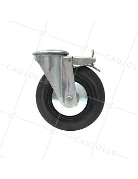 RUEDA CON AGUJERO PASANTE Y FRENO DE CAUCHO DIAMETRO 200 MM CARGA 200 KG - S74OC 200AF

