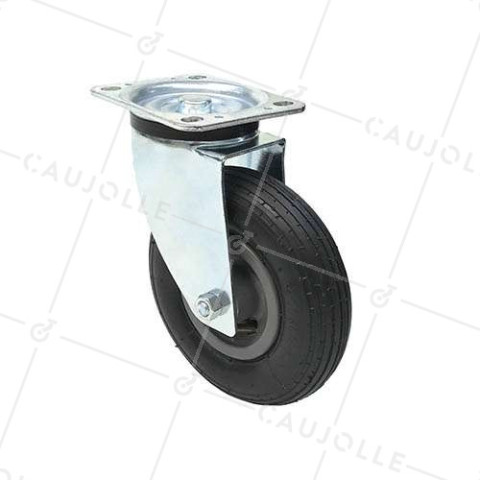 RUEDA GIRATORIA CON NEUMÁTICO INFLABLE ACANALADO CON UN DIÁMETRO DE 200 MM Y CARGA DE 60 KG • Caujolle