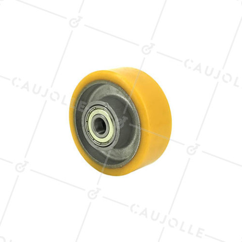 RUEDA DE POLIURETANO INDUSTRIAL, DIÁMETRO DE 80 MM, CARGA DE 200 KG Y EJE DE 12 MM BOLAS - S2013 80 • Caujolle