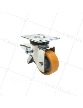 RUEDA GIRATORIA DE POLIURETANO CON FRENO Y UN DIÁMETRO DE 80 MM CARGA 180 KG - S76AR 80AF • Caujolle